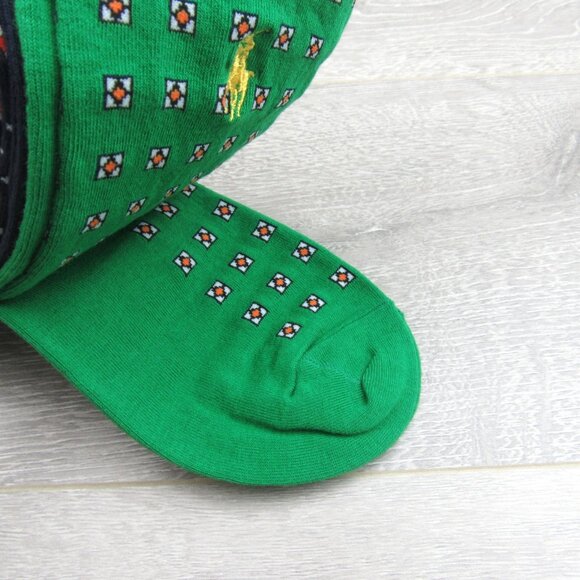 Polo Ralph Lauren Foulard Slack Socks Men's Size 6-12.5 (2 PAIRS) Navy Green NEW - Picture 7 of 10
